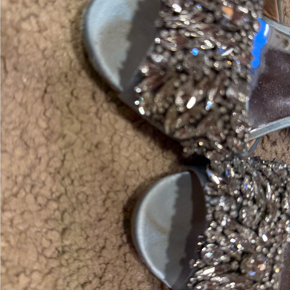 Badgley Mischka Silver Embellished Heels - Picture 3 of 7